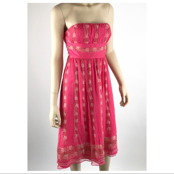 J. Crew Dresses & Skirts - J. Crew Floral Beaded Strapless Banded Waist Dress